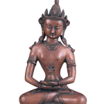 Pure Brass Meditating Buddha Statue - Antique Copper Finish, 13" Height